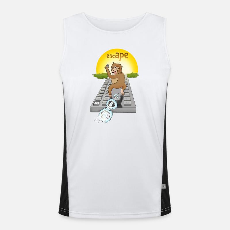 Humorous monkey design with keyboard - Men's Functional Contrast Tank Top - white/black
