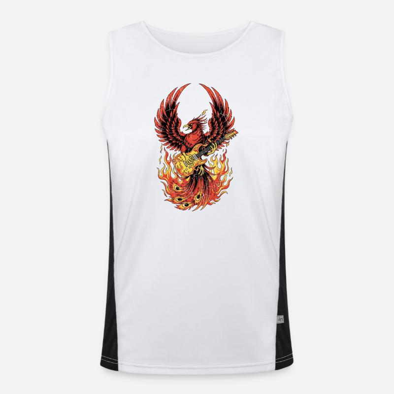 Fiery Eagle Guitare Rock Design Débardeur respirant contrasté Homme 