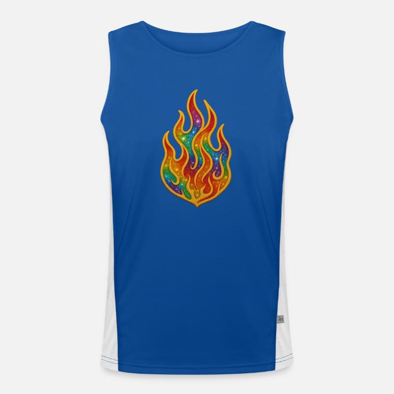 Regenbogenfeuer Patch Funktionelles Kontrast-Tank Top für Männer 