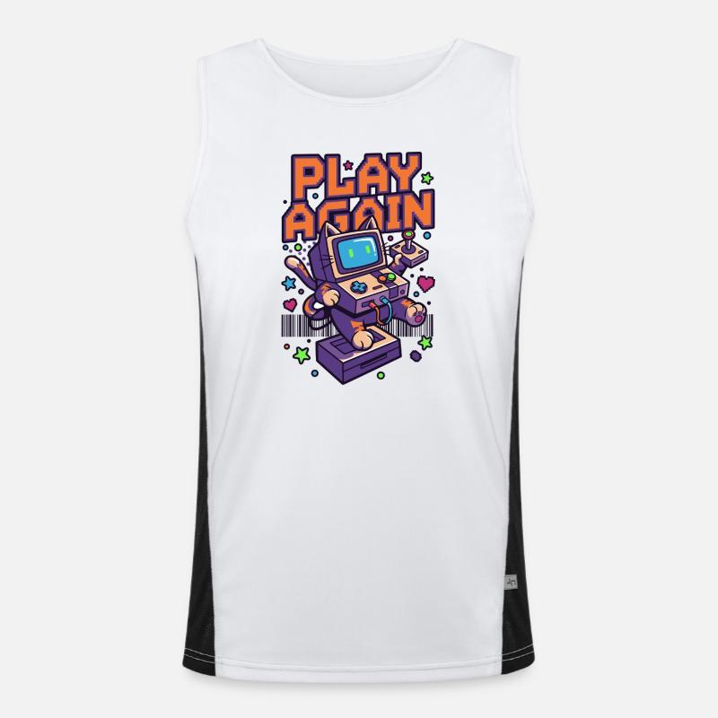 Rejouer : Retro Cat Arcade Débardeur respirant contrasté Homme 