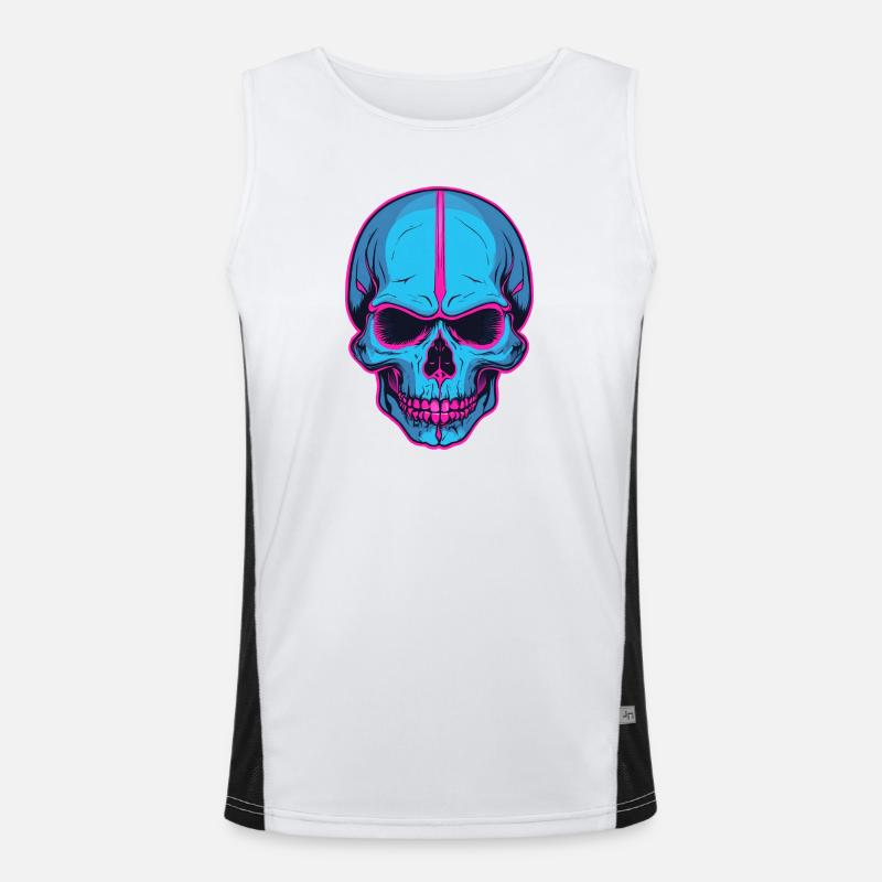 Neon Skull Blaue Schädelflair Funktionelles Kontrast-Tank Top für Männer 