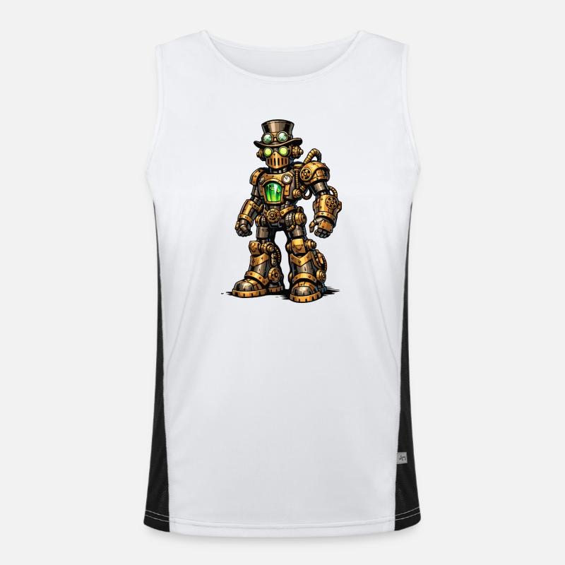 Steampunk-robot - Funksjonell kontrast-singlet for menn  - hvit/svart