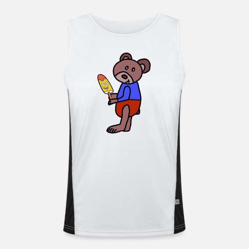 Bär Teddy  Eiskrem  Eis Kind - Men's Functional Contrast Tank Top  - white/black