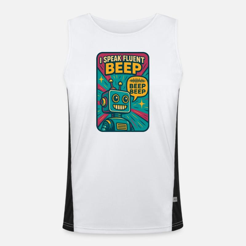 Flowing Beep | Robot Sci-Fi Nerd - Men's Functional Contrast Tank Top  - white/black