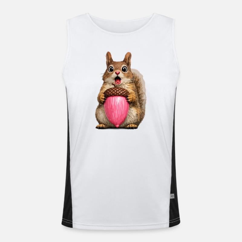 Eichhörnchen mit rosa Eichel Funktionelles Kontrast-Tank Top für Männer 
