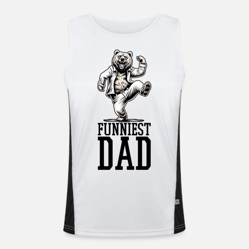 Funniest Father Dancing Bear Gift Men's Functional Contrast Tank Top 