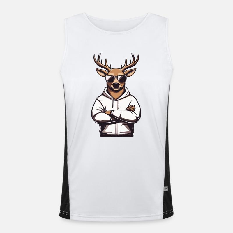 Deer Sunglasses Comic - Men's Functional Contrast Tank Top  - white/black