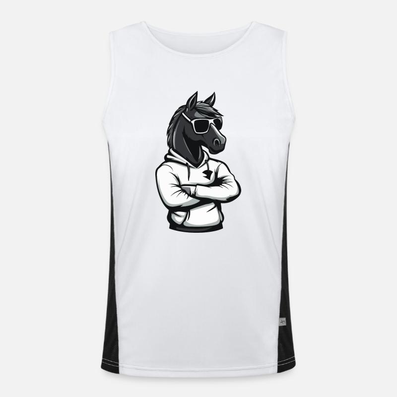 Pferd Comic Funktionelles Kontrast-Tank Top für Männer 
