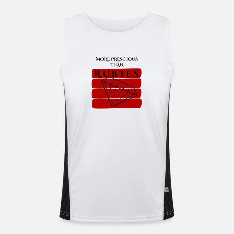More Prescious Than Rubies Horizontal - Black Text Men's Functional Contrast Tank Top 