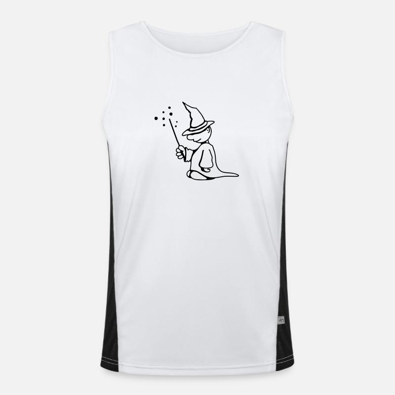 Little Wizard with Magic Hat and Magic wand Men's Functional Contrast Tank Top 