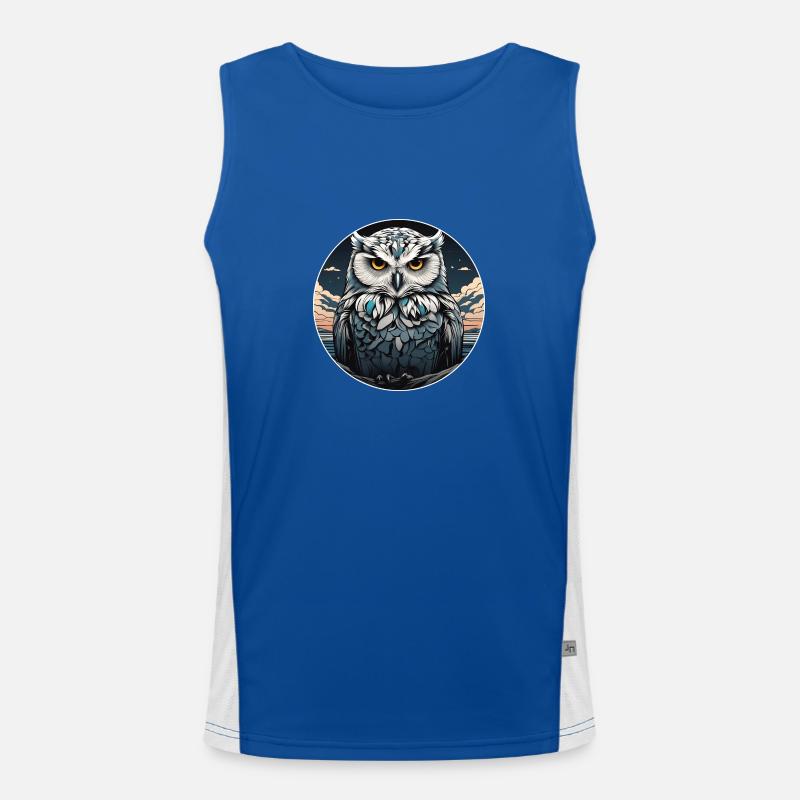 Schneeeulenportrait Schneeeule Eulengrafik Funktionelles Kontrast-Tank Top für Männer 