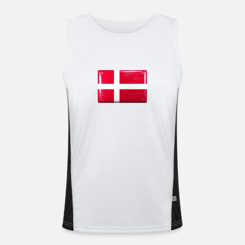 Drapeau du Danemark Drapeau Dannebrog Tin Sign Look Débardeur respirant contrasté Homme 