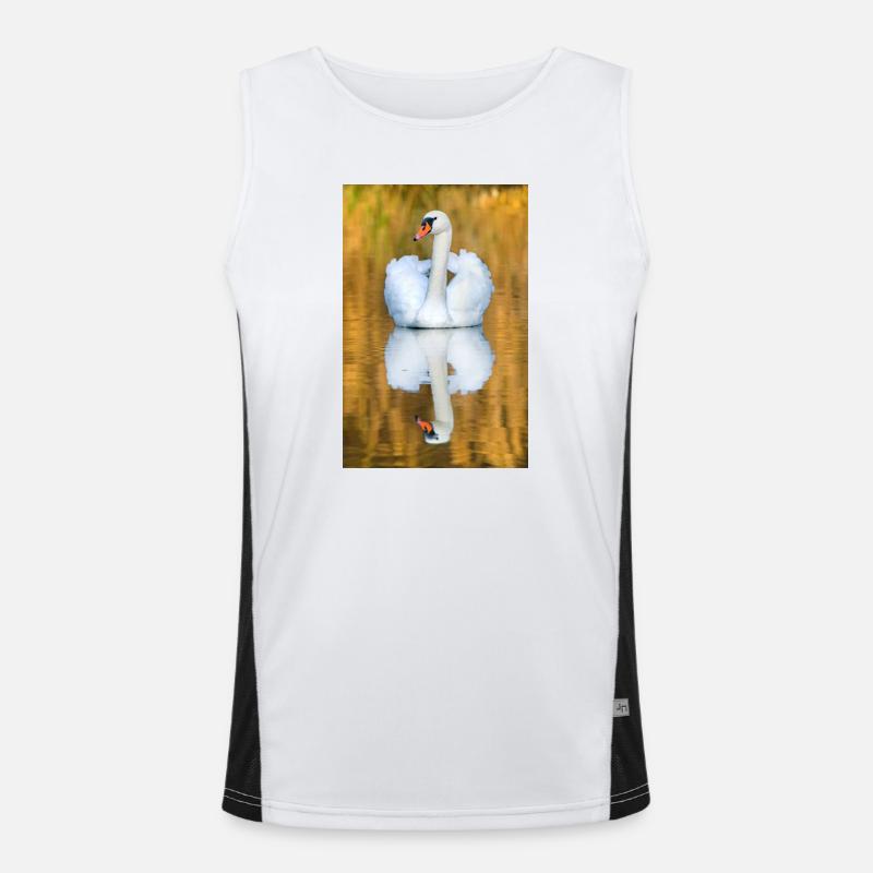 Schwanensee, Schwan im See mit Spiegelbild Funktionelles Kontrast-Tank Top für Männer 