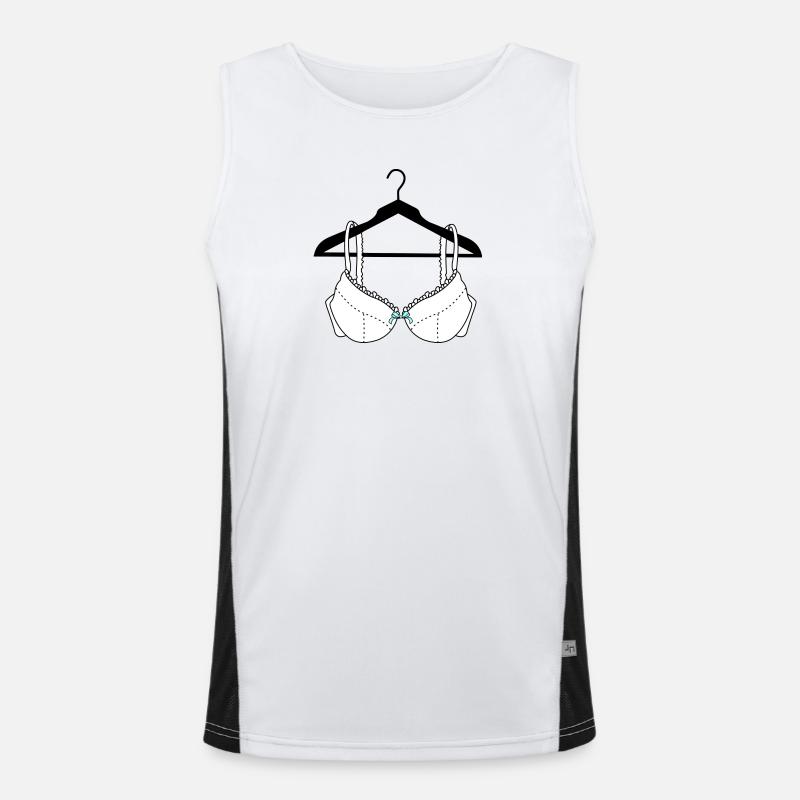 Bra white with blue bow on clothes hanger Men's Functional Contrast Tank Top 