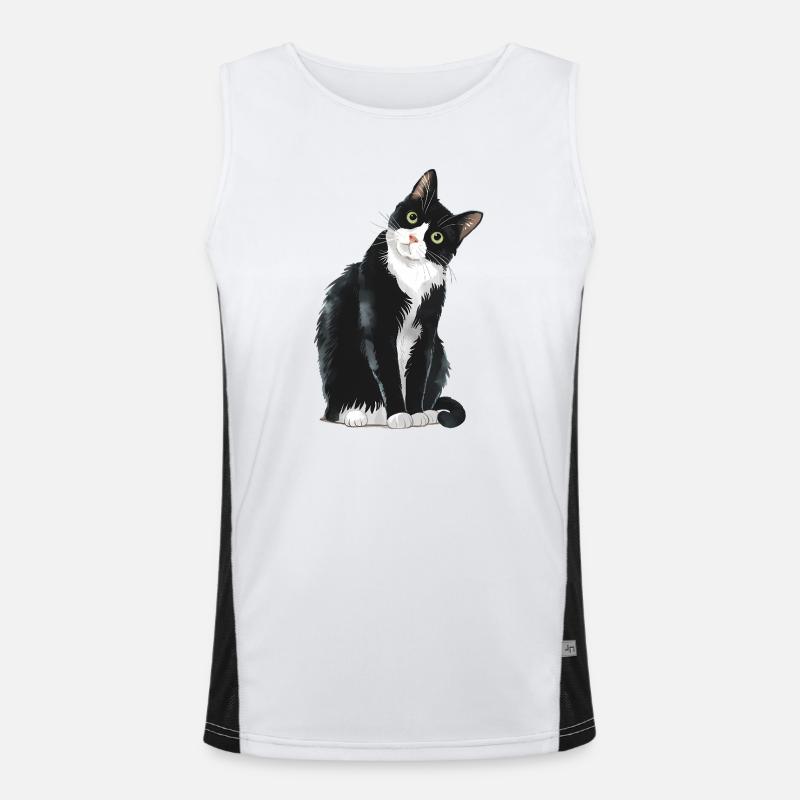 Chat noir et blanc Débardeur respirant contrasté Homme 
