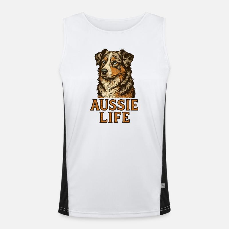 Australian Shepherd Hund - Australian Shepherd Funktionelles Kontrast-Tank Top für Männer 