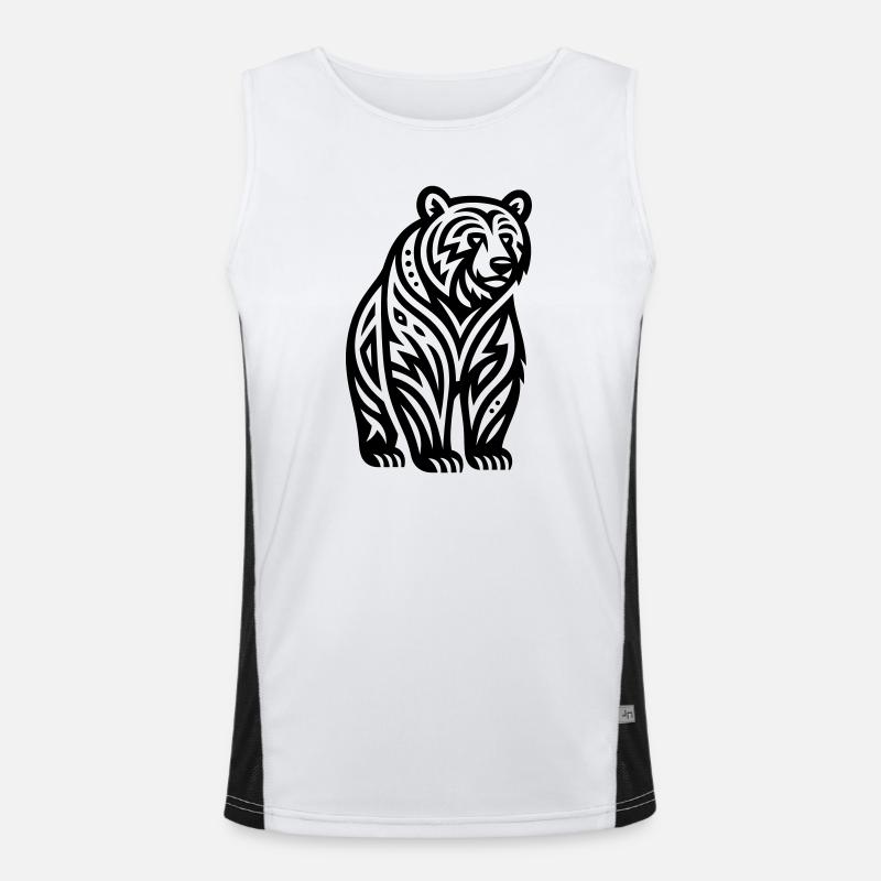 Just a Black Bear #2 / JustN-imal - Men's Functional Contrast Tank Top  - white/black