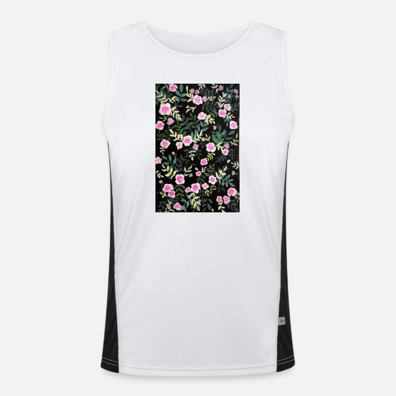 Vintage rose pattern Men's Functional Contrast Tank Top 
