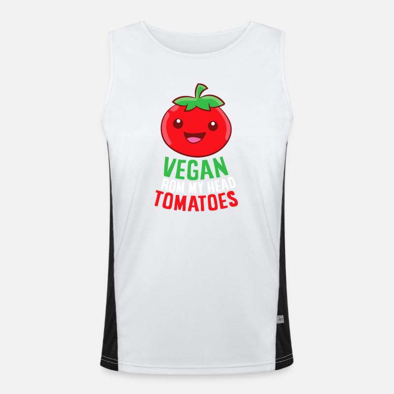 Vegan Tomato Head Pun Men's Functional Contrast Tank Top 