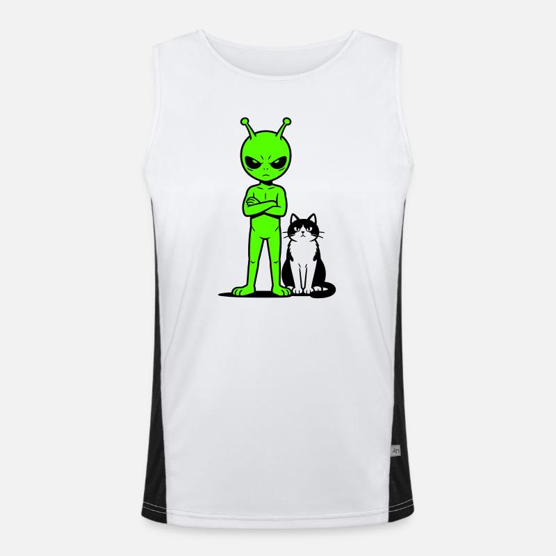 Alien Comic Humor - Men's Functional Contrast Tank Top  - white/black