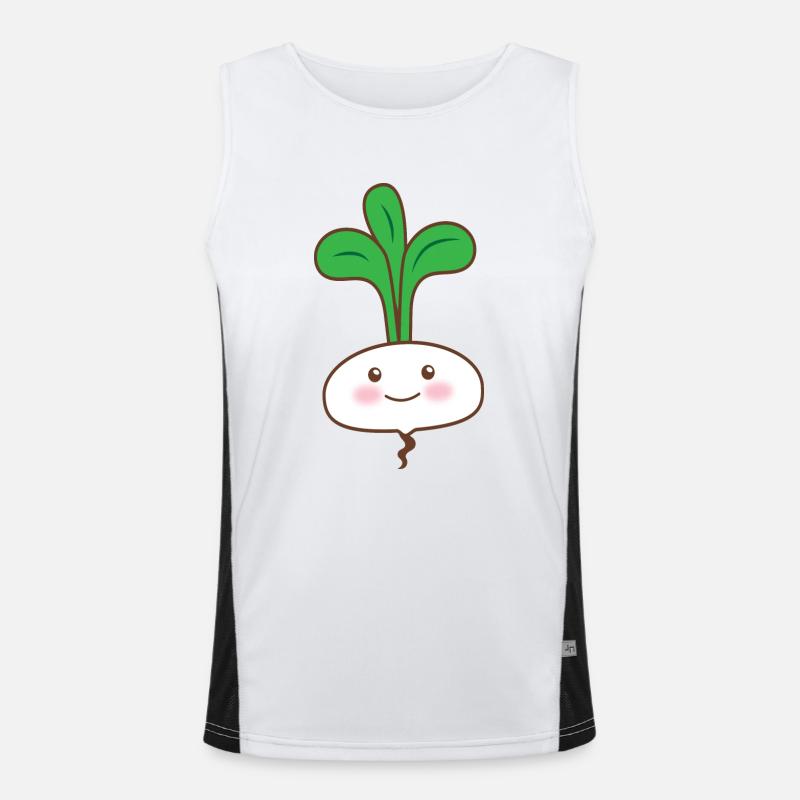 Single white turnip vegetable Men's Functional Contrast Tank Top 