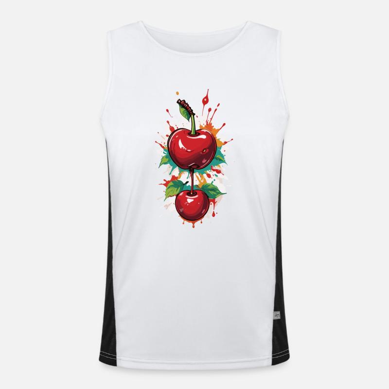 Rote Kirsche Cherries Kirschen Cherry Funktionelles Kontrast-Tank Top für Männer 