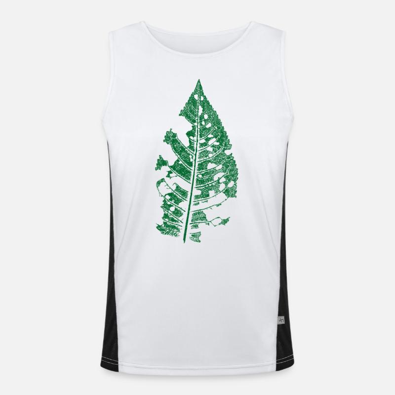 Leaf / from the cherry tree with caterpillar holes Men's Functional Contrast Tank Top 