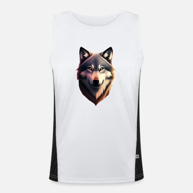 Wolf - Men's Functional Contrast Tank Top  - white/black