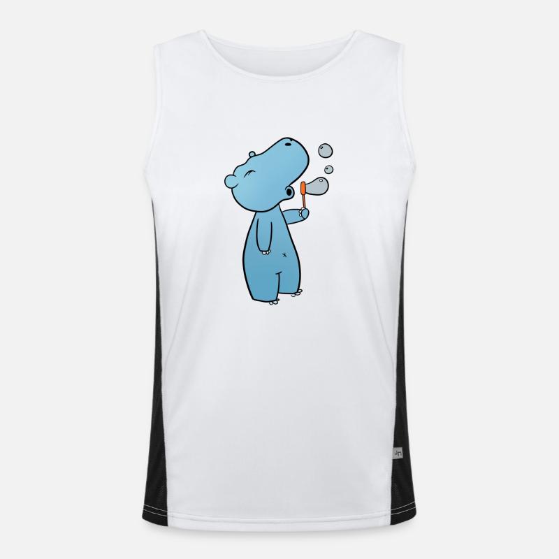 Hippopotamus Soap Bubbles Men's Functional Contrast Tank Top 