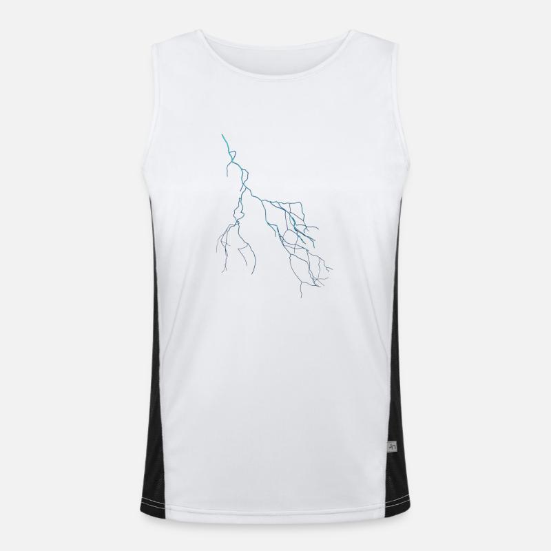 blauer Blitz Flash Gewitter Thunder Donner Funktionelles Kontrast-Tank Top für Männer 