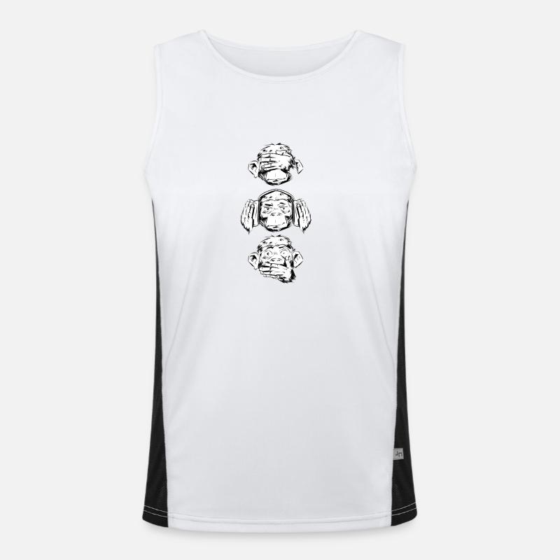 3 WISE Monkeys Hear Speak and See No Evil Men's Functional Contrast Tank Top 