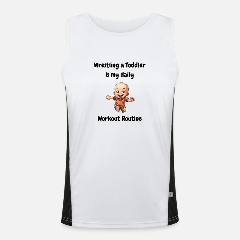 Mit einem Kleinkind zu ringen ist meine tägliche Trainingsroutine. Funktionelles Kontrast-Tank Top für Männer 