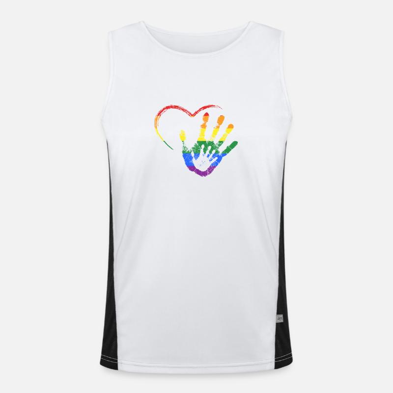 RAINBOW HAND IN HAND Funktionelles Kontrast-Tank Top für Männer 