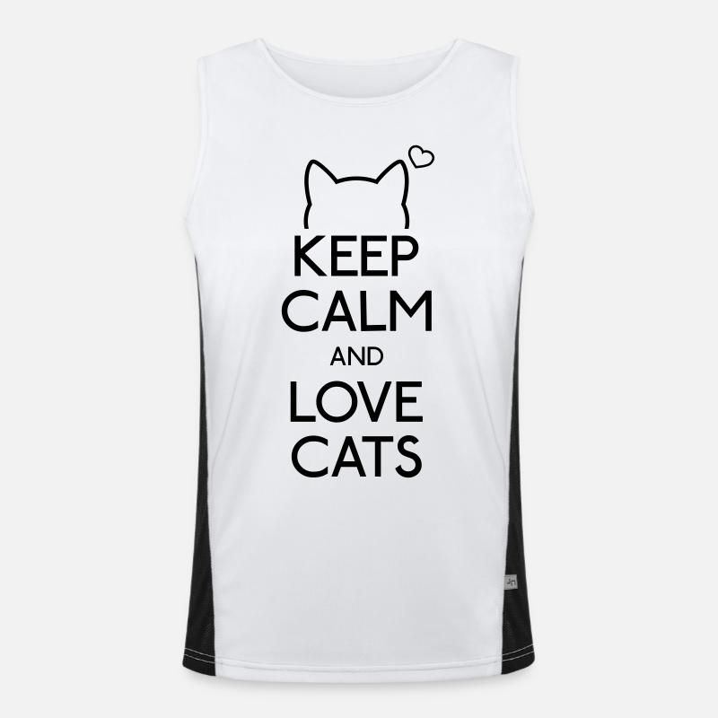 Keep Calm and love Cats - Men's Functional Contrast Tank Top  - white/black