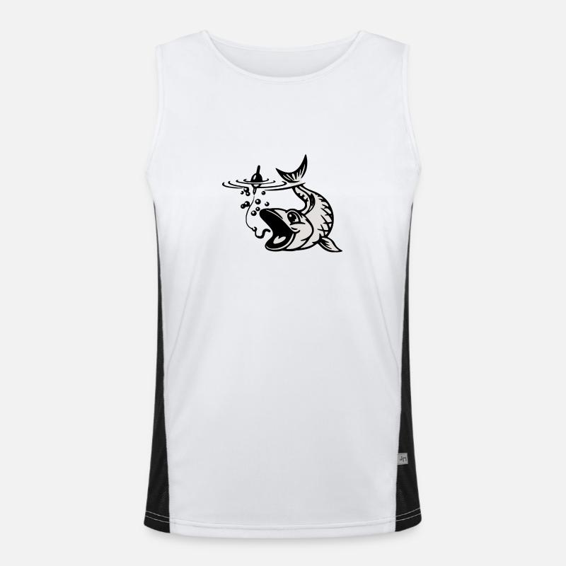 Fisch mit Köder Funktionelles Kontrast-Tank Top für Männer 