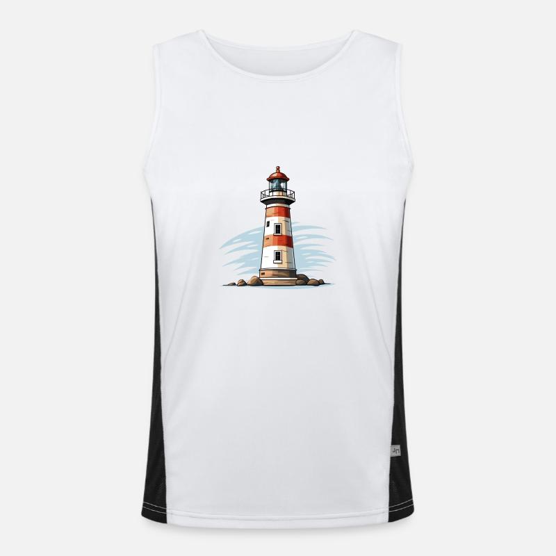 Leuchtturm am Meer Funktionelles Kontrast-Tank Top für Männer 