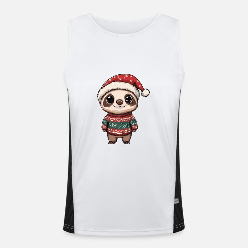 Sloth Christmas Comic - Men's Functional Contrast Tank Top - white/black