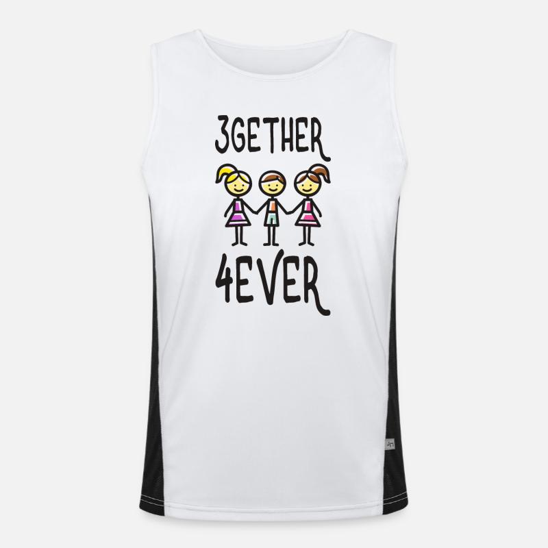 Throuple Love Polyamory Gift 3gether 4ever Men's Functional Contrast Tank Top 
