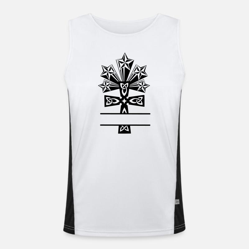 Celtic cross five star monogram - Men's Functional Contrast Tank Top  - white/black