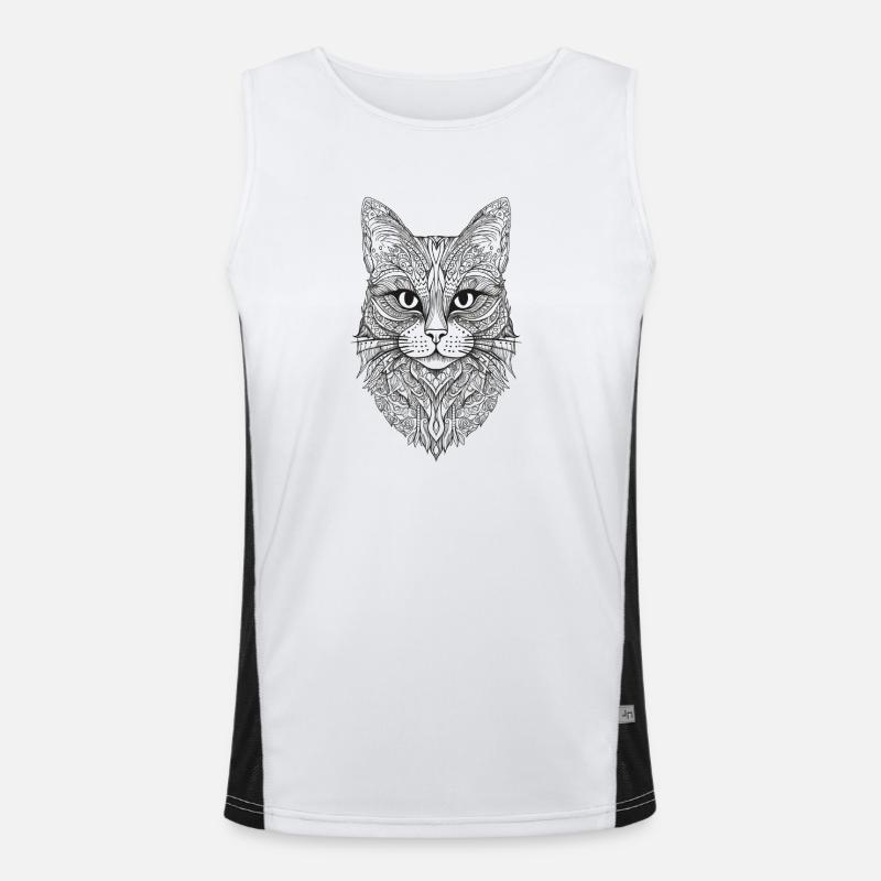 Conception de Mandala de chat Débardeur respirant contrasté Homme 