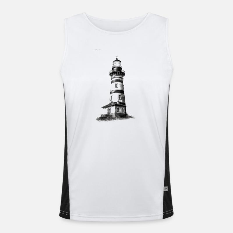 Conception de phare pour l’auto-conception - Débardeur respirant contrasté Homme  - blanc/noir
