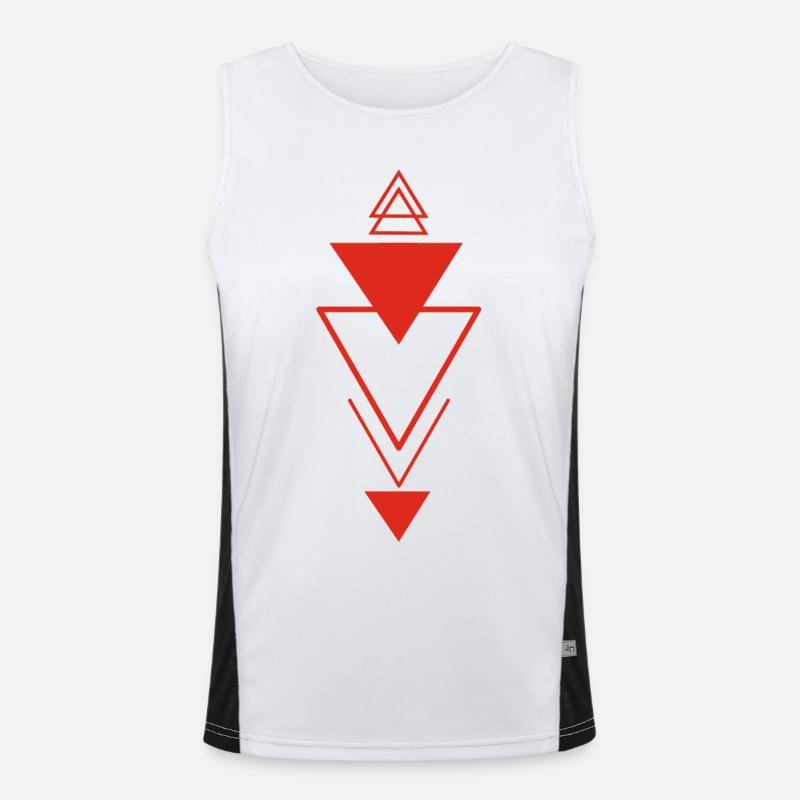 Triangular symbol (red) - Men's Functional Contrast Tank Top  - white/black