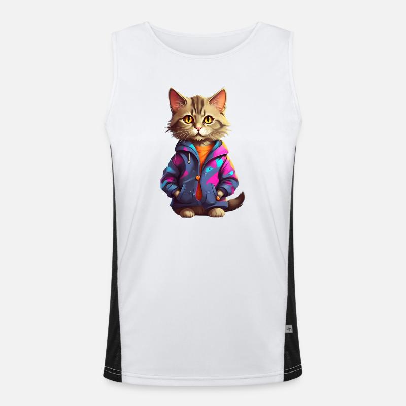Stilvolle Stadtkatze Funktionelles Kontrast-Tank Top für Männer 