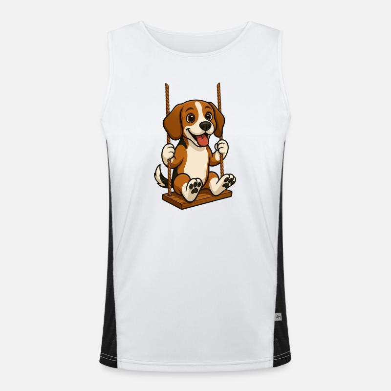 Mignon Beagle Chien Dessin animé Rocking Fun Débardeur respirant contrasté Homme 