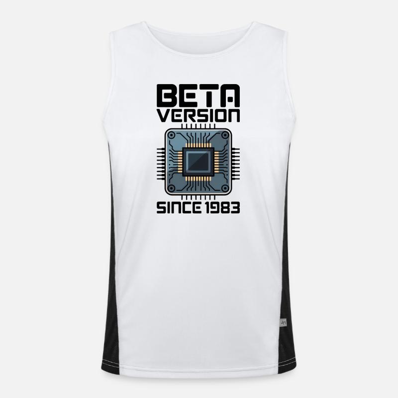 Futuristic microchip screen design Men's Functional Contrast Tank Top 