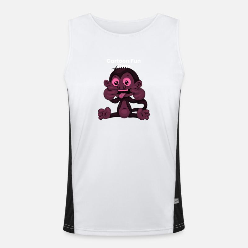 Cartoon Monkey Playtime Men's Functional Contrast Tank Top 