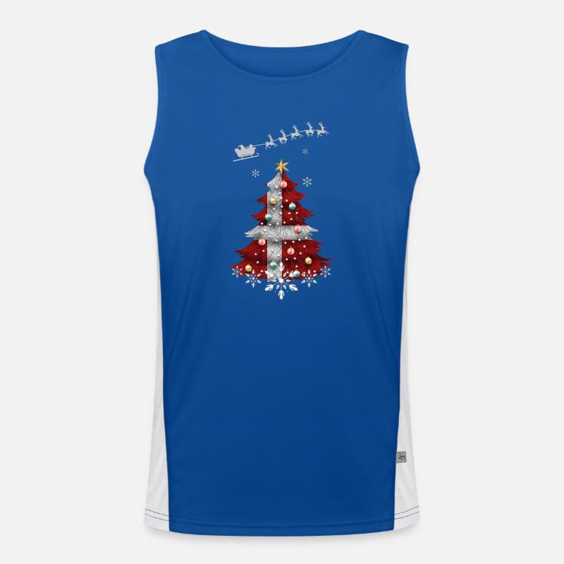 Sapin de Noël avec drapeau du Danemark Débardeur respirant contrasté Homme 