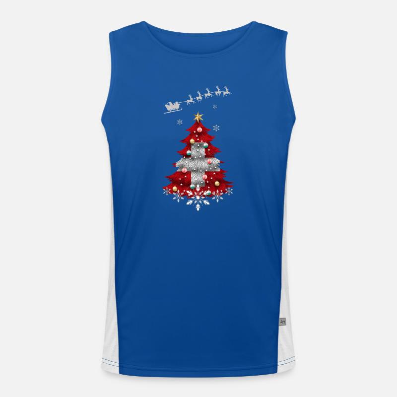 Sapin de Noël avec drapeau suisse Débardeur respirant contrasté Homme 
