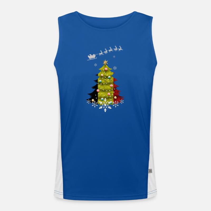 Weihnachtsbaum mit belgischer Flagge Funktionelles Kontrast-Tank Top für Männer 