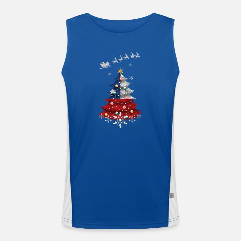Sapin de Noël avec drapeau chilien Débardeur respirant contrasté Homme 